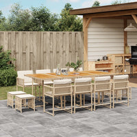 Thumbnail for 13-tlg. Garten-Essgruppe mit Kissen Beige Poly Rattan