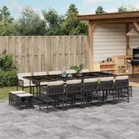 Thumbnail for 15-tlg. Garten-Essgruppe mit Kissen Schwarz Poly Rattan