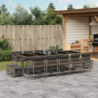 Thumbnail for 15-tlg. Garten-Essgruppe mit Kissen Grau Poly Rattan