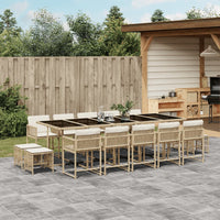 Thumbnail for 15-tlg. Garten-Essgruppe mit Kissen Beige Poly Rattan