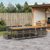 Thumbnail for 15-tlg. Garten-Essgruppe mit Kissen Grau Poly Rattan