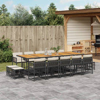 Thumbnail for 15-tlg. Garten-Essgruppe mit Kissen Schwarz Poly Rattan