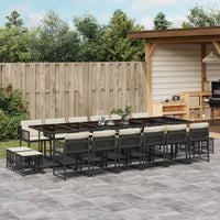 Thumbnail for 17-tlg. Garten-Essgruppe mit Kissen Schwarz Poly Rattan