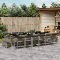 Thumbnail for 17-tlg. Garten-Essgruppe mit Kissen Grau Poly Rattan