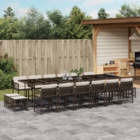 Thumbnail for 17-tlg. Garten-Essgruppe mit Kissen Braun Poly Rattan