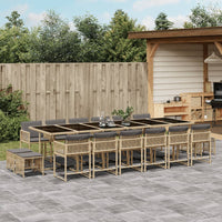 Thumbnail for 17-tlg. Garten-Essgruppe mit Kissen Beigemischung Poly Rattan