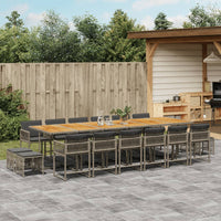 Thumbnail for 17-tlg. Garten-Essgruppe mit Kissen Grau Poly Rattan