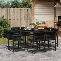 Thumbnail for 9-tlg. Garten-Essgruppe mit Kissen Schwarz Poly Rattan