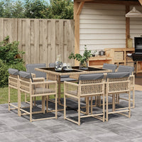 Thumbnail for 9-tlg. Garten-Essgruppe mit Kissen Beigemischung Poly Rattan