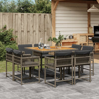 Thumbnail for 9-tlg. Garten-Essgruppe mit Kissen Grau Poly Rattan