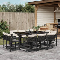 Thumbnail for 11-tlg. Garten-Essgruppe mit Kissen Schwarz Poly Rattan