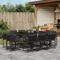 Thumbnail for 11-tlg. Garten-Essgruppe mit Kissen Schwarz Poly Rattan