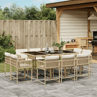 Thumbnail for 11-tlg. Garten-Essgruppe mit Kissen Beige Poly Rattan