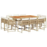 Thumbnail for 11-tlg. Garten-Essgruppe mit Kissen Beige Poly Rattan