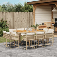 Thumbnail for 11-tlg. Garten-Essgruppe mit Kissen Beige Poly Rattan