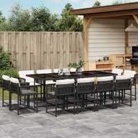Thumbnail for 13-tlg. Garten-Essgruppe mit Kissen Schwarz Poly Rattan