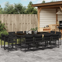 Thumbnail for 13-tlg. Garten-Essgruppe mit Kissen Schwarz Poly Rattan
