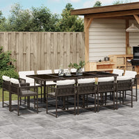 Thumbnail for 13-tlg. Garten-Essgruppe mit Kissen Braun Poly Rattan