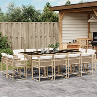 Thumbnail for 13-tlg. Garten-Essgruppe mit Kissen Beige Poly Rattan