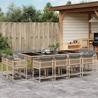 Thumbnail for 13-tlg. Garten-Essgruppe mit Kissen Beigemischung Poly Rattan