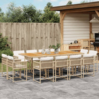 Thumbnail for 13-tlg. Garten-Essgruppe mit Kissen Beige Poly Rattan