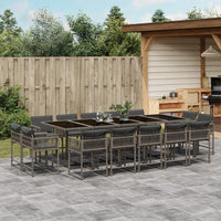 Thumbnail for 15-tlg. Garten-Essgruppe mit Kissen Grau Poly Rattan
