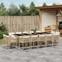Thumbnail for 15-tlg. Garten-Essgruppe mit Kissen Beige Poly Rattan
