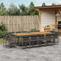 Thumbnail for 15-tlg. Garten-Essgruppe mit Kissen Grau Poly Rattan