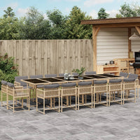 Thumbnail for 17-tlg. Garten-Essgruppe mit Kissen Beigemischung Poly Rattan