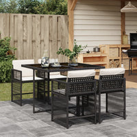 Thumbnail for 5-tlg. Garten-Essgruppe mit Kissen Schwarz Poly Rattan