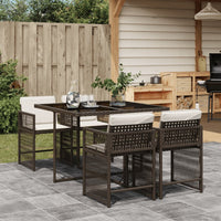 Thumbnail for 5-tlg. Garten-Essgruppe mit Kissen Braun Poly Rattan