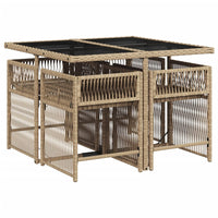 Thumbnail for 5-tlg. Garten-Essgruppe mit Kissen Beige Poly Rattan
