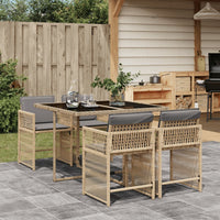 Thumbnail for 5-tlg. Garten-Essgruppe mit Kissen Beigemischung Poly Rattan