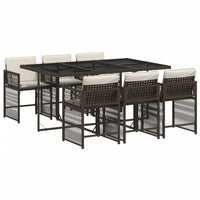 Thumbnail for 7-tlg. Garten-Essgruppe mit Kissen Braun Poly Rattan