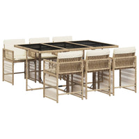 Thumbnail for 7-tlg. Garten-Essgruppe mit Kissen Beige Poly Rattan