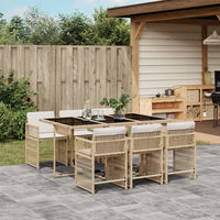 Thumbnail for 7-tlg. Garten-Essgruppe mit Kissen Beige Poly Rattan