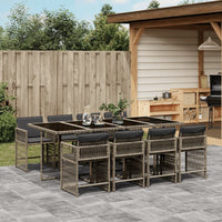 Thumbnail for 9-tlg. Garten-Essgruppe mit Kissen Grau Poly Rattan