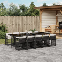 Thumbnail for 11-tlg. Garten-Essgruppe mit Kissen Schwarz Poly Rattan