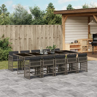 Thumbnail for 11-tlg. Garten-Essgruppe mit Kissen Grau Poly Rattan