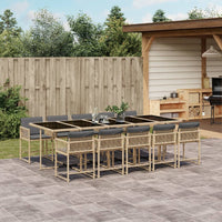 Thumbnail for 11-tlg. Garten-Essgruppe mit Kissen Beigemischung Poly Rattan