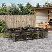 Thumbnail for 13-tlg. Garten-Essgruppe mit Kissen Grau Poly Rattan