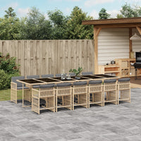 Thumbnail for 13-tlg. Garten-Essgruppe mit Kissen Beigemischung Poly Rattan