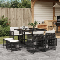 Thumbnail for 9-tlg. Garten-Essgruppe mit Kissen Schwarz Poly Rattan