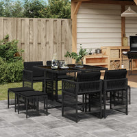 Thumbnail for 9-tlg. Garten-Essgruppe mit Kissen Schwarz Poly Rattan