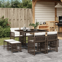 Thumbnail for 9-tlg. Garten-Essgruppe mit Kissen Braun Poly Rattan