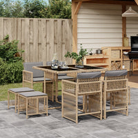 Thumbnail for 9-tlg. Garten-Essgruppe mit Kissen Beigemischung Poly Rattan