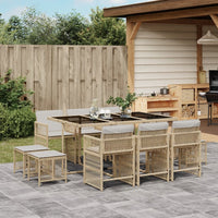 Thumbnail for 11-tlg. Garten-Essgruppe mit Kissen Beige Poly Rattan
