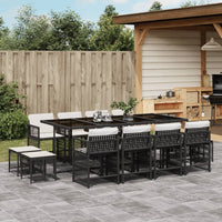 Thumbnail for 13-tlg. Garten-Essgruppe mit Kissen Schwarz Poly Rattan