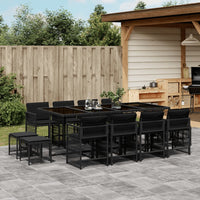 Thumbnail for 13-tlg. Garten-Essgruppe mit Kissen Schwarz Poly Rattan