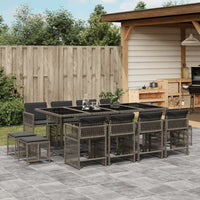 Thumbnail for 13-tlg. Garten-Essgruppe mit Kissen Grau Poly Rattan